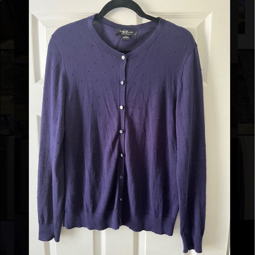 Navy polka dot cardigan